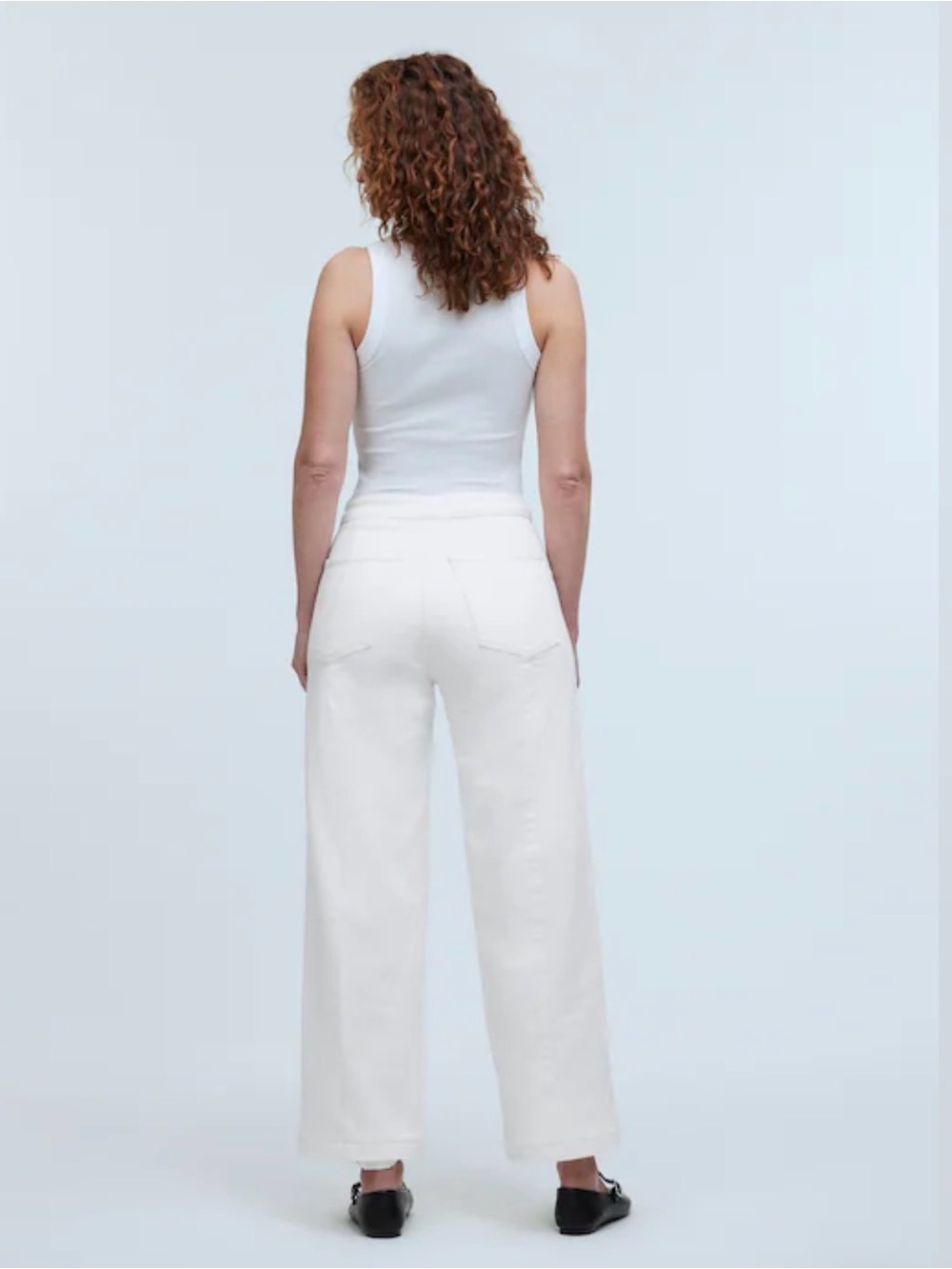 Curvy Emmett Wide-Leg Jean in Tile White: Welt Pocket Edition - Picture 2 of 3